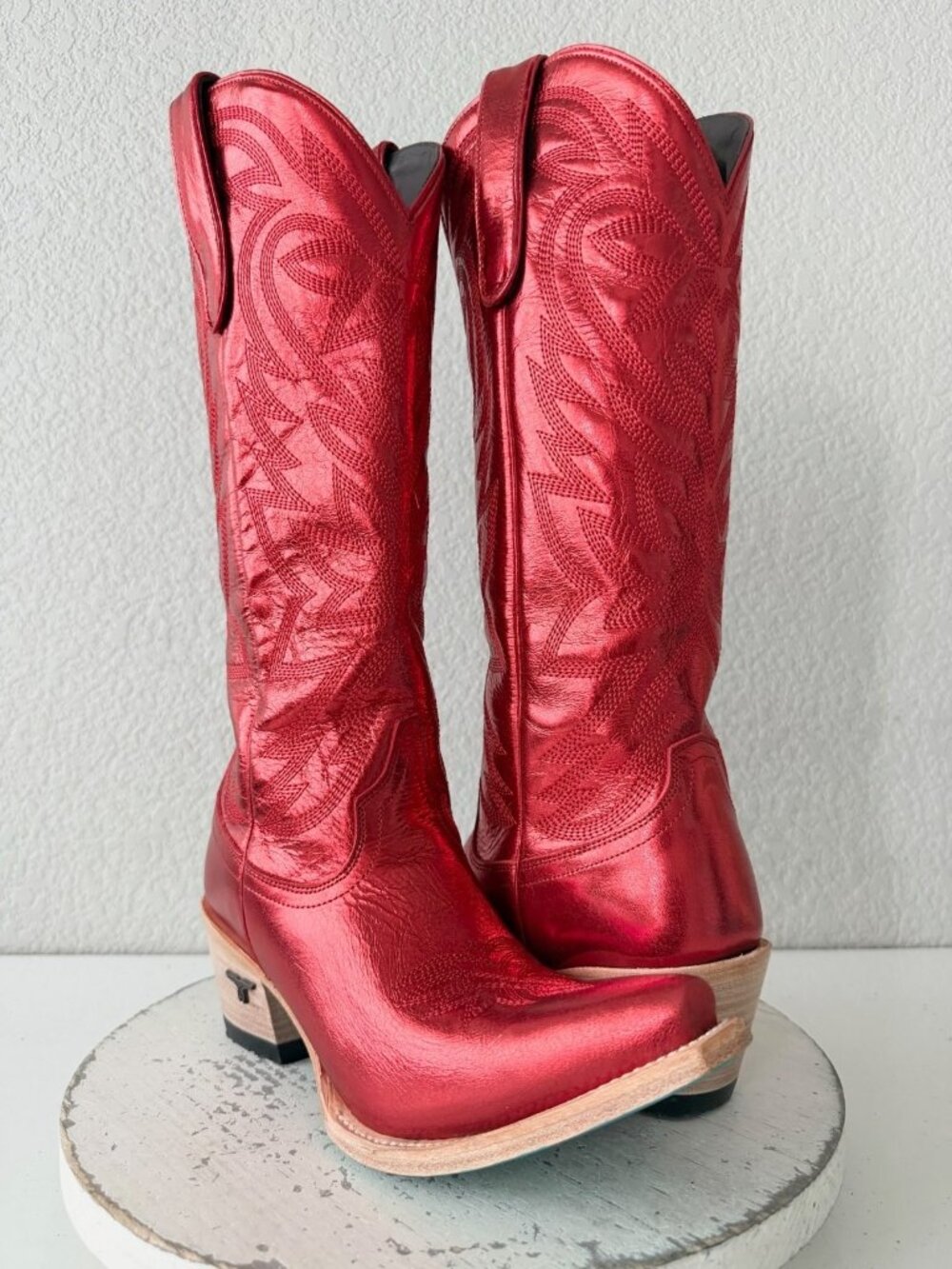 Lane SMOKESHOW Red Metallic Womens Cowboy Boots Western Cowgirl Tall Snip Toe 8